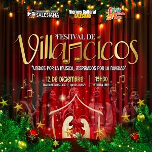 Afiche del Viernes Cultural Salesiano - Festival de Villancicos